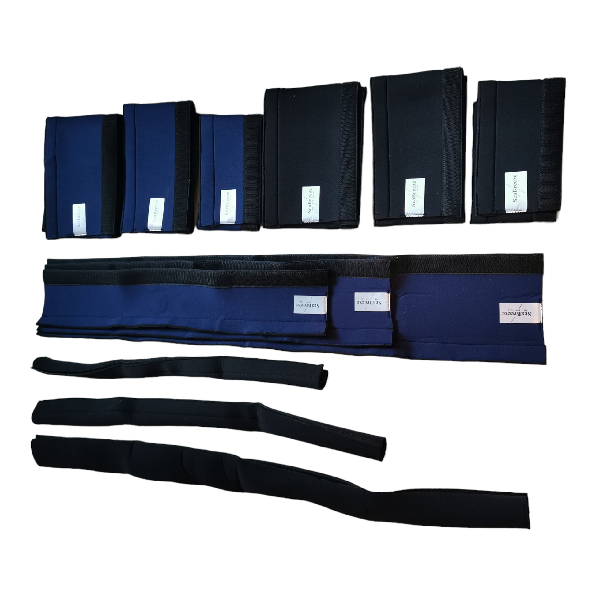 SeaBreeze rep beskyttelse kolleksjon vist i sort og blå neopren